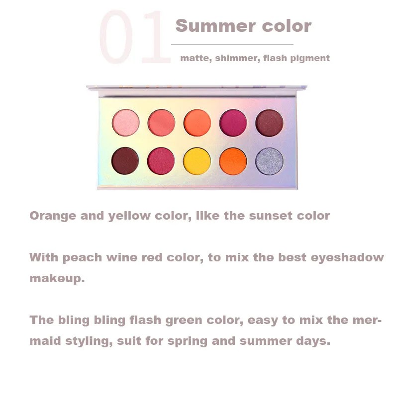 Vermelho à Prova Xixi Shimmer Fosco Sombra Paleta Brilhante 10 Cores Laranja Rosa Pigmento Dwaterproof Água Longa Duração Ac041 4 Cheap Sombra de olho