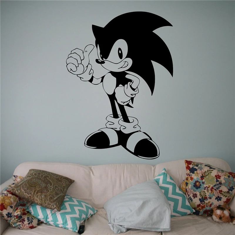 Звуковая виниловая наклейка Sonic Hedgehog настенная видео игра мультфильмы домашний
