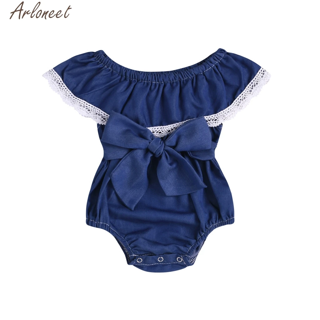 ARLONEET новорожденные младенцы девочки однотонные кружевные банты с оборками