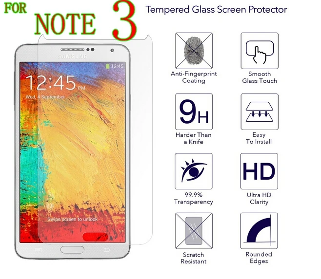 

Tempered Glass for Samsung Galaxy Note 3 III SM-N900 SM-N9005 Screen Protector Film Note3 N9002 N9000 Screen Protector Film Case