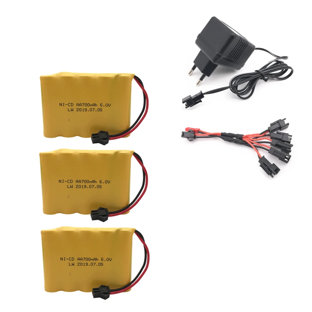 6v 700mah NI-CD AA NICD батарейный блок с зарядным устройством для радиоуправляемой игрушечной машины лодки пистолета танкового грузовика поезда радиоуправляемая Игрушечная модель 6V Ni-CD батареи - Цвет: 3pcs EU plug