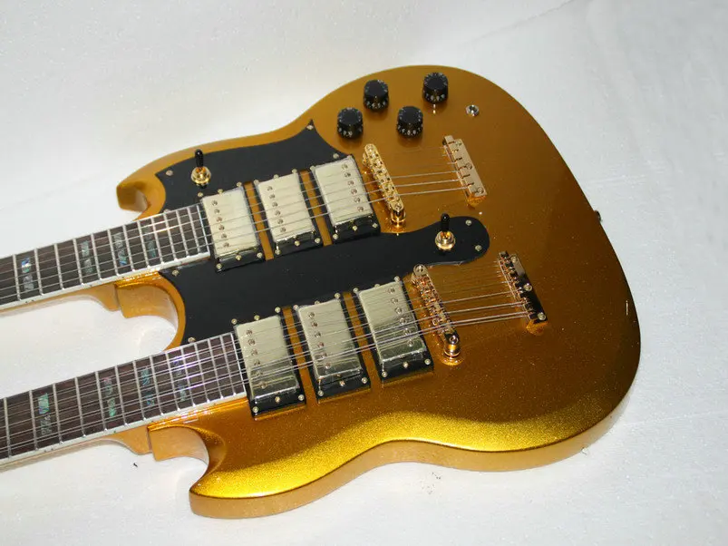 China Factory guitars Custom golden 1275 Double Neck Electric Guitar 3