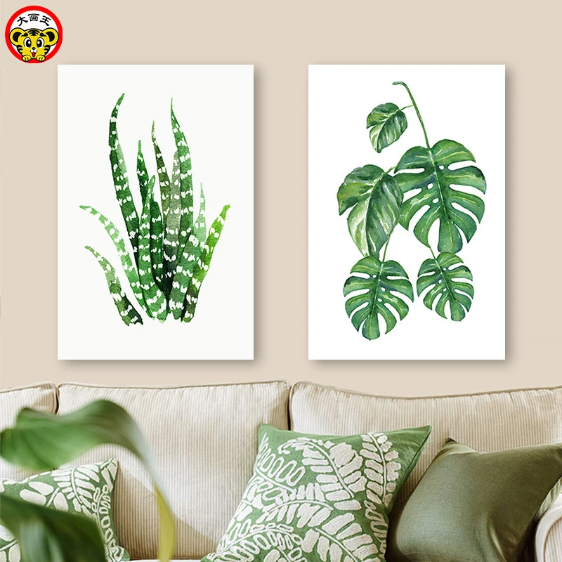 painting by numbers art paint number Diy Nordic Grass Simple Illustrator Filled with Color Handpainted Plant flowers and pla | Дом и сад