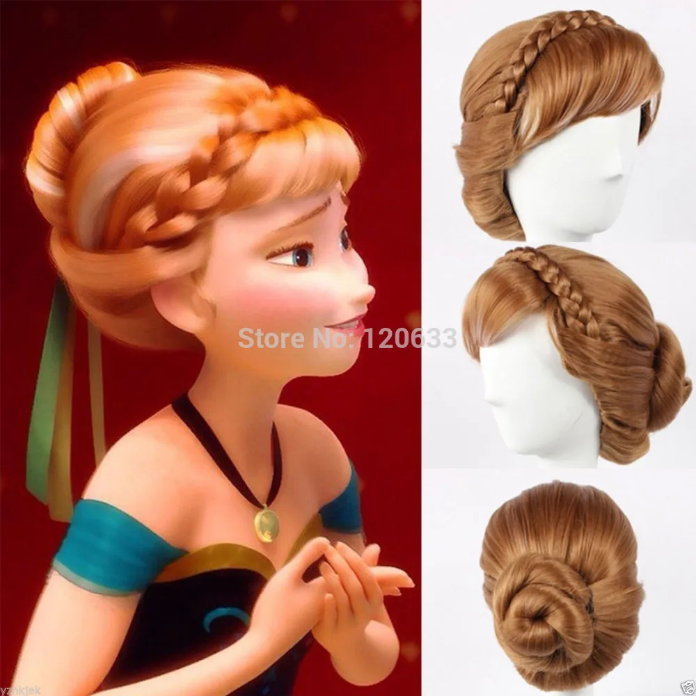 Princess Anna braide coronation weave hair wig curly cosplay/anime Girl