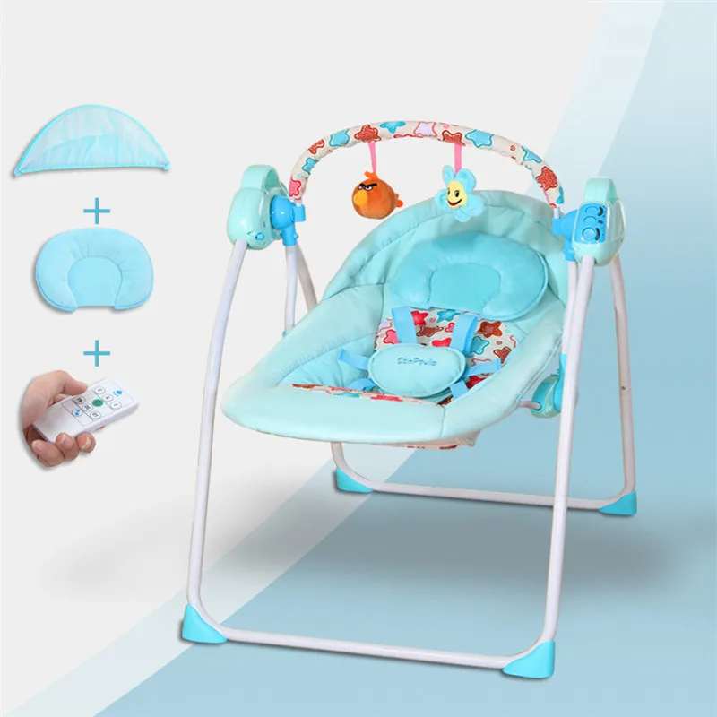 Cunas Para Bebes многофункциональная интеллектуальная электрическая портативная детская кроватка музыка Bluetooth детская кроватка-колыбель кресло-качалка - Цвет: Upgraded  blue
