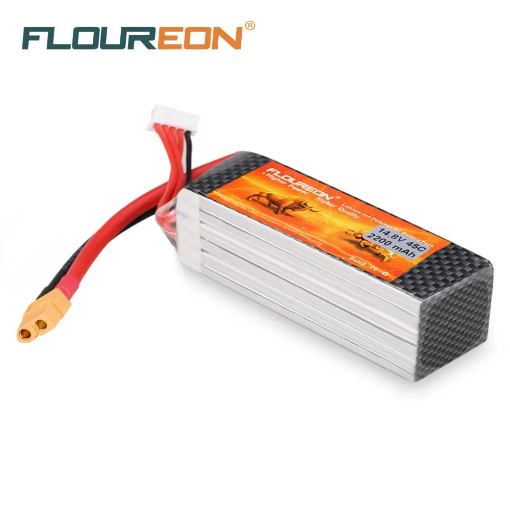 14.8V 2200mAh FLOUREON 45C 4S Lipo RC Helicopter Battery Pack XT60 Plug