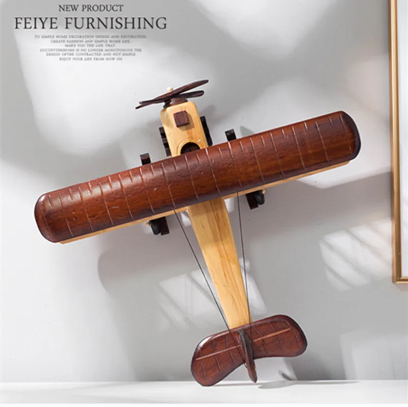 Wooden Static Airplane Model Display Replica Craft Wood Furnishing Kids Gifts