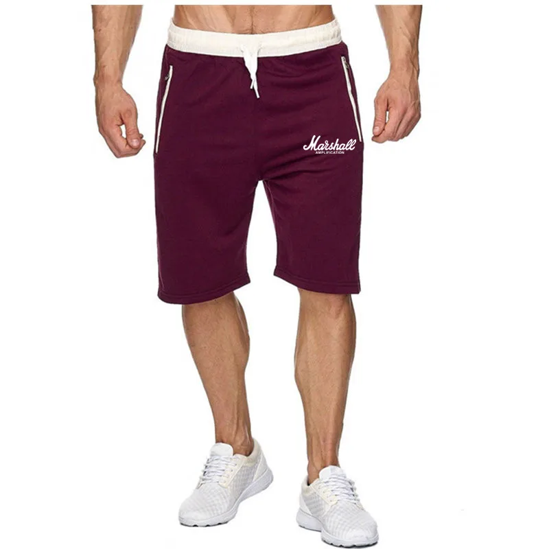 Wine red Лидер продаж, летние новые мужские шорты Marshall повседневные Модные тренировочные брюки для фитнеса, шорты для бега, уличная одежда для фанатов, хипстерские шорты - Цвет: Wine red