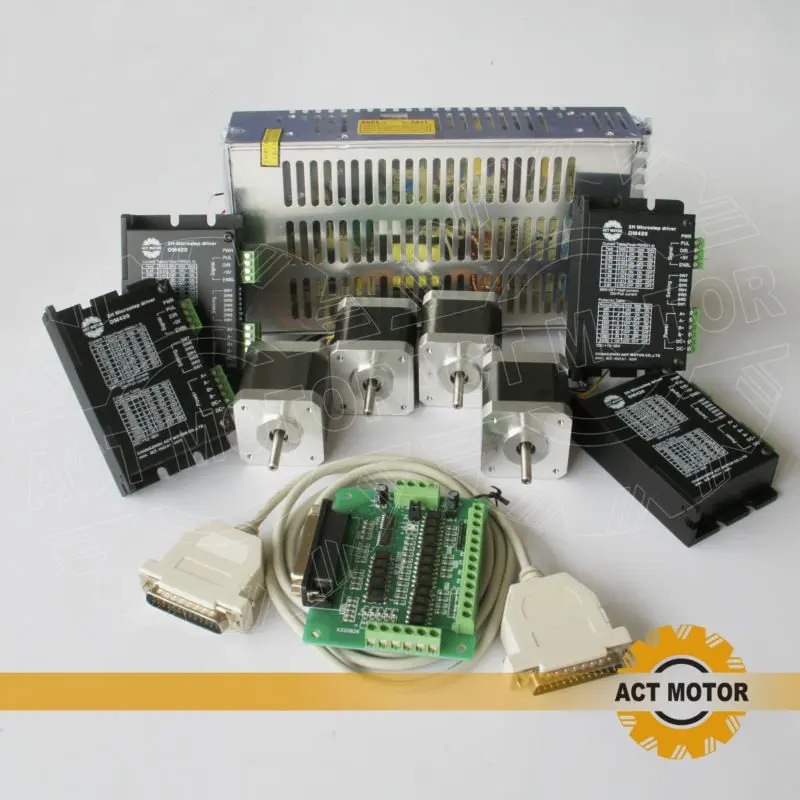 

6-LEAD Nema17 Stepper Motor 75oz-in 4Axis CNC & Driver DM420, 128 Microstep Mill Control
