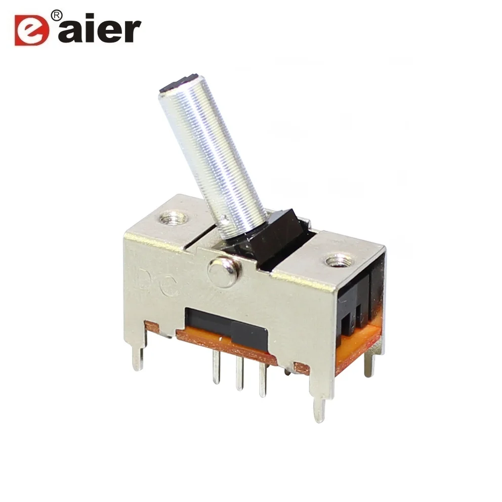 

10PCS DPDT 6PIN ON-ON DC Slide Switch Metal 50mA Double Pole Double Throw Toggle Switch PCB Terminal With 15mm Aluminum Actuator