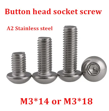 1000 шт./лот M3 * 14 или 18 Bolt A2-70 ISO7380 болт/болт с головкой из нержавеющей стали SUS304 m3x14