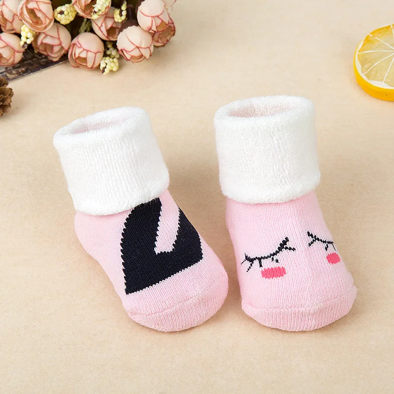 Носки для малышей; хлопковые носки для новорожденных; сезон осень-зима; детские носки для мальчиков и девочек; Детские теплые тапочки в полоску из махровой ткани; Детские плотные носки - Цвет: 1