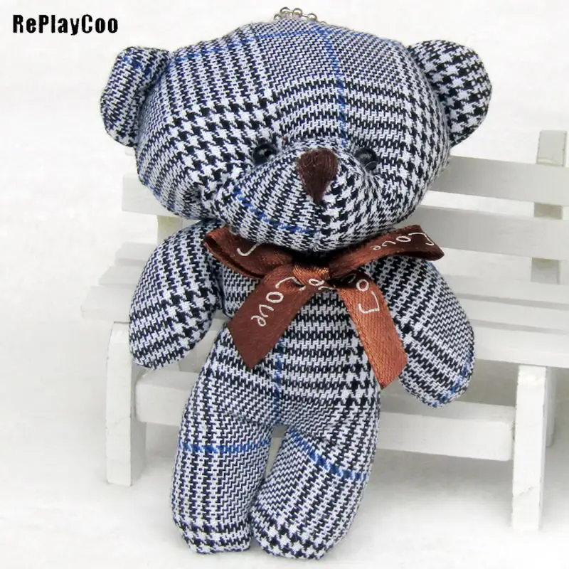 

50PCS/LOTMini Teddy Bear Stuffed Plush Toys 12cm Small Bear Stuffed Toys black pelucia Pendant Kids Birthday Gift HMR038