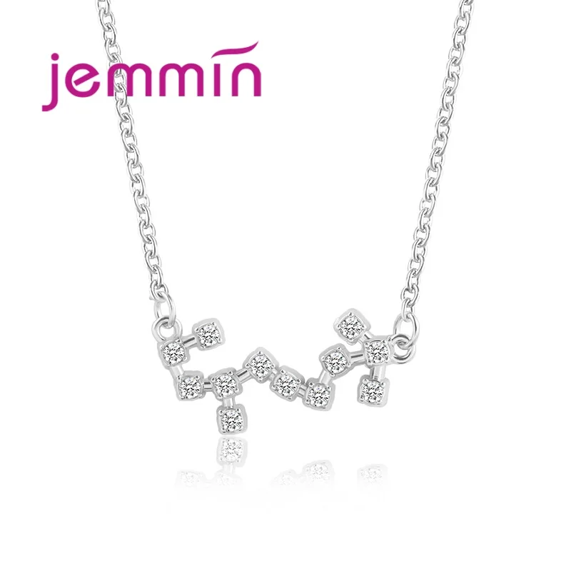 

Genuine 925 Sterling Silver Necklace For Women Girls Star Constellation Shape Pave Shiny Clearest AAA+ Grade Crystal