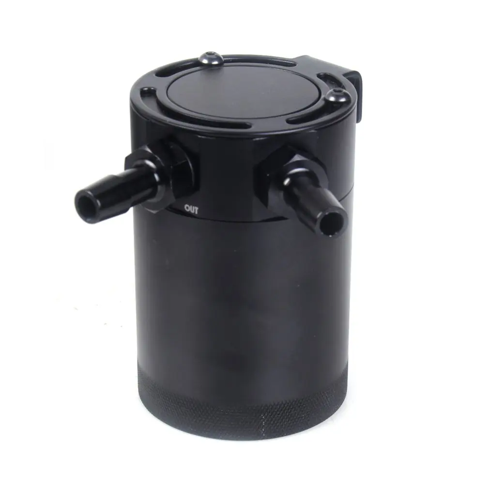 

New Universal Mishimoto Compact Baffled Oil Catch Can 2-Port Black Color Perfect in Workmanship Best Replacement