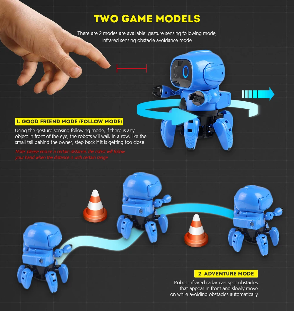 MoFun-963 DIY Собранный Электрический робот инфракрасное препятствие избегания и следить за мной режим обучающая игрушка-лучший подарок для