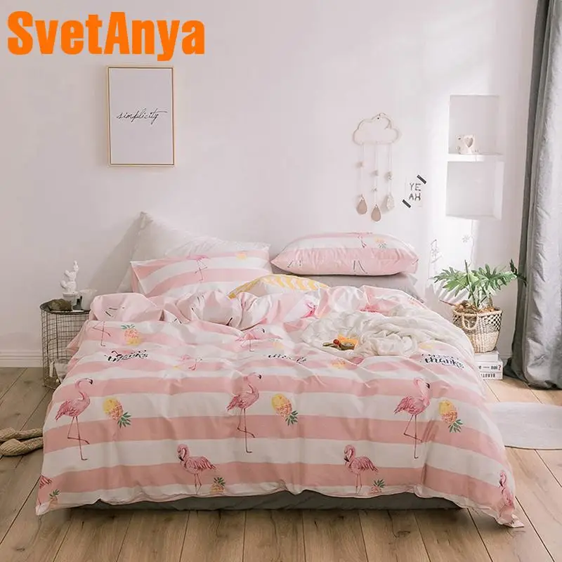 

Svetanya Cotton Bedding Set Flamingo Pineapple Sheet pillowcase Duvet Cover Bedlinen sets