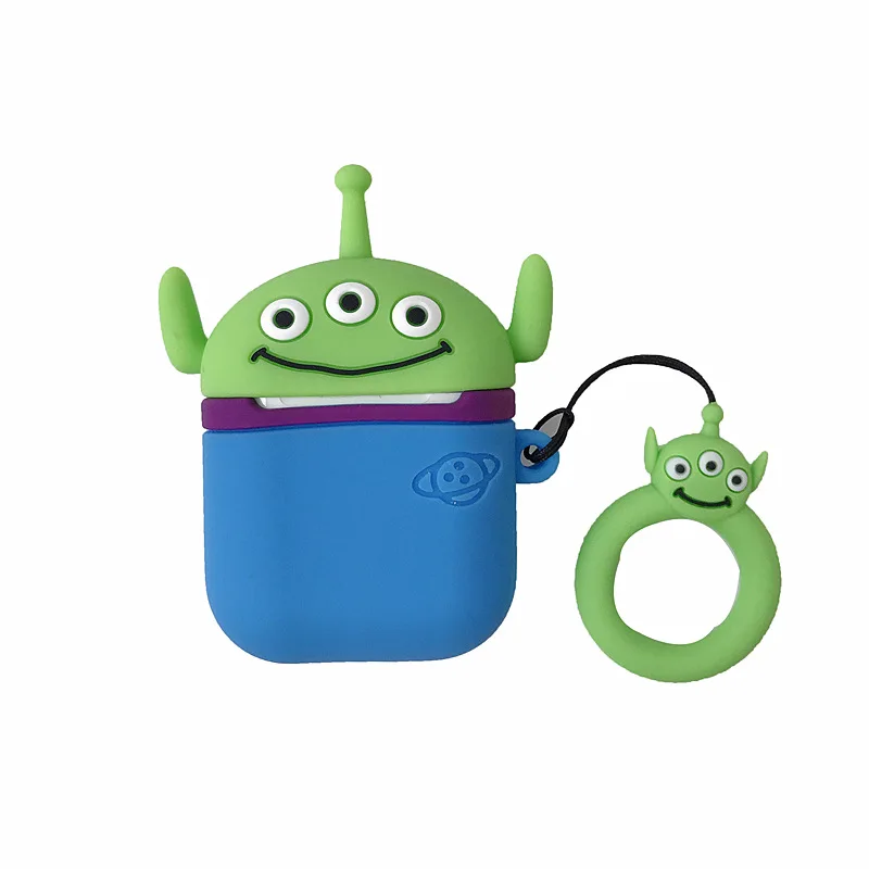 Alien 1 Чехол для наушников с Bluetooth, аксессуары для airpods, защитный чехол, Сумка с кольцом для защиты от потери, милый мультяшный силиконовый 3D дизайн - Цвет: Alien 1