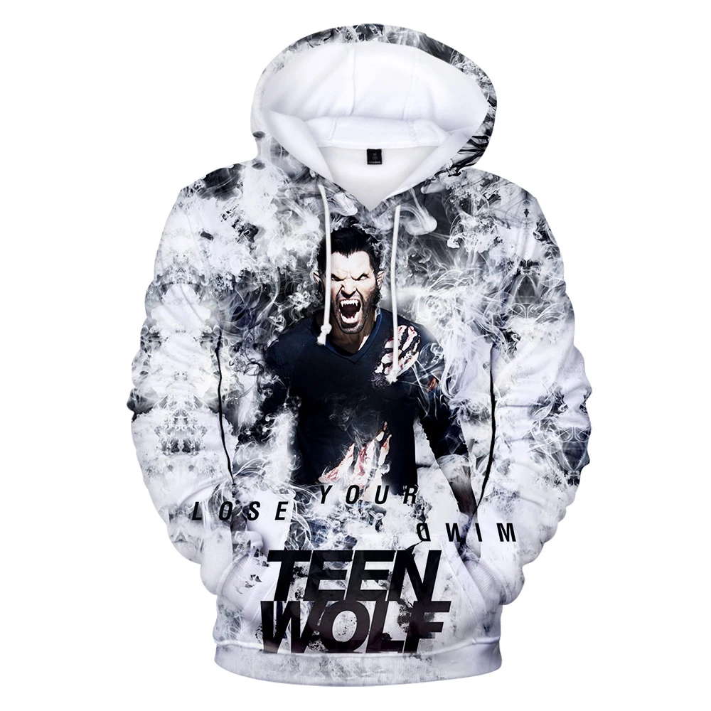 Fashion Teen Wolf Hoodies Derekhale 3D Print Sweatshirts Teen Wolf Men/Women Black Unisex Tops 4XL