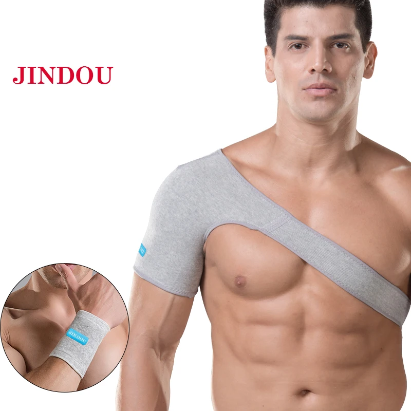 

Elastic Shoulder Protector Hombr Brace Pain Relief Shoulder Support w/ Wrist Support Sweatband for Weightlifting Tennis Fitness