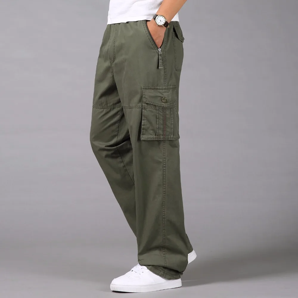 Kopen Mannen Cargo Broek 2018 zomer Mens Casual Multi Pockets Militaire plus size Tactische Broek Mannen Leger Rechte broek Lange broek