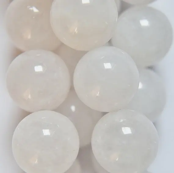 

Natural White Jade Beads - Not dye - Round 12 mm Gemstone Beads - Full Strand 16", 33 beads, A-Quality