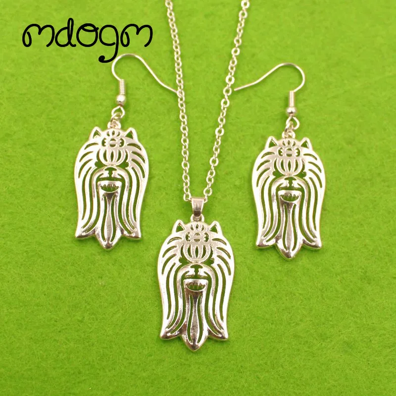 Mdogm Yorkshire Terrier Dog Animal Jewelry Sets Necklace Drop Earrings Cute Pendant Gift For Women Female Wedding Christmas T042 | Украшения