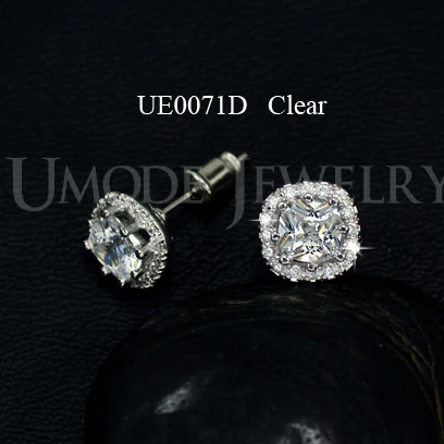 UMODE Four Color Crystal Options Summer Gift Party Cute Square Stone Post Stud Earrings For Women UE0071