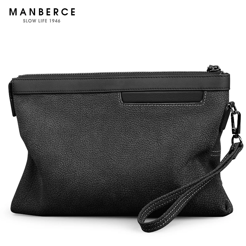 

2018 Brand MANBERCE High Quality Men Clutch Bag Genuine Leather Wallet Business Casual Large Capacity Men's Purse Free Ship