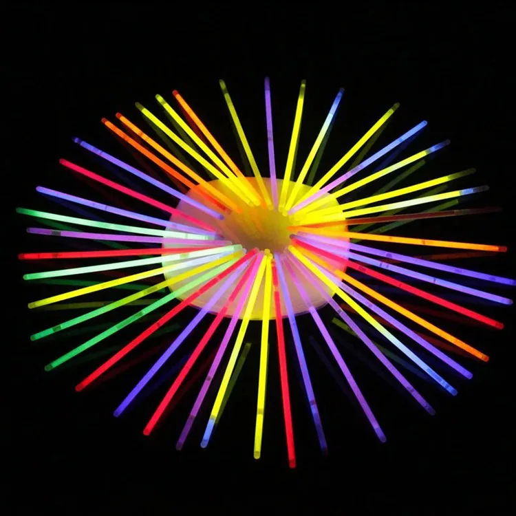 100 шт., 7 цветов, светящиеся палочки, безопасный светильник, палочка для ожерелья, браслеты, флуоресцентные, для мероприятий, праздничные, вечерние, для концертного декора