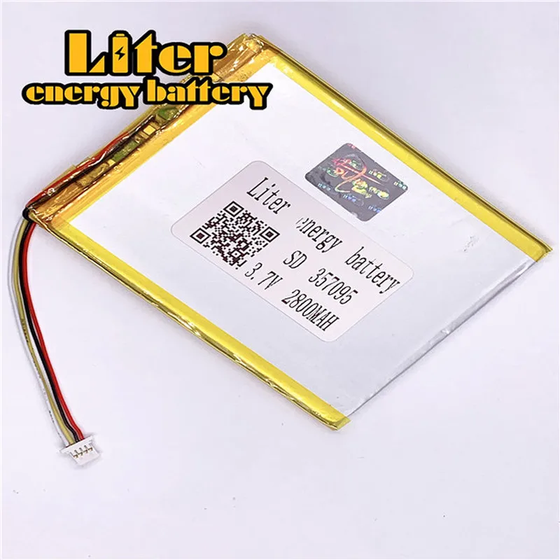 plug 1.0-4P 357095 2800mah 3.7V flat rechargeable pure 3.7v lipo battery lithium for mosquito lamp Tablet PC Battery