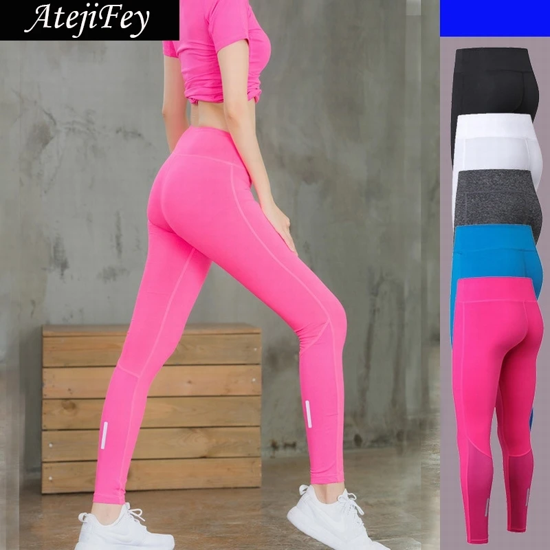 AtejiFey Women Yoga Pants Sports Exercise Tights Fitness Running Jogging Trousers Gym Slim Compression Sexy Hips Push Up | Спорт и