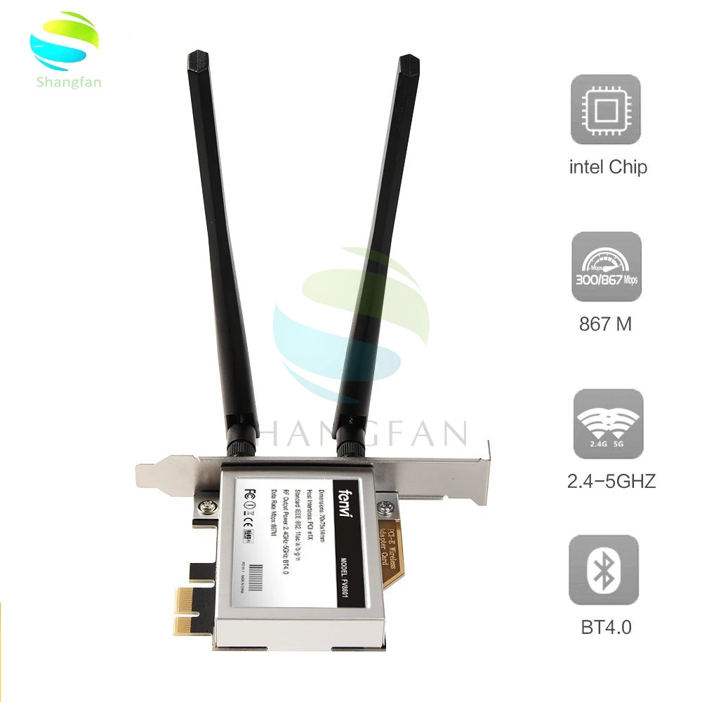 Настольный двухдиапазонный 867 Мбит/с 802.11ac Intel 7260 AC1200 беспроводной PCI-E Wi-fi bluetooth-адаптер PCI Express антенна адаптер Wi-fi+ BT 4,0