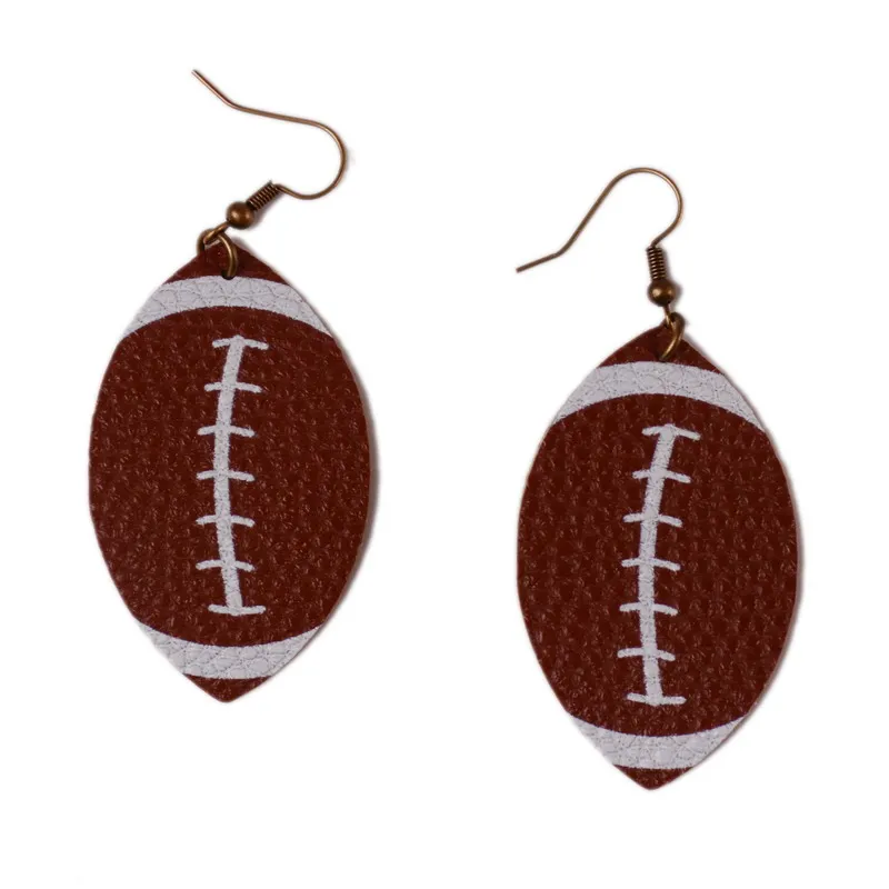 

Rainbery 2019 New PU Leather Prints Softball Football Earrings for Women Fashion American Sport Baseball Earrings Jewelry