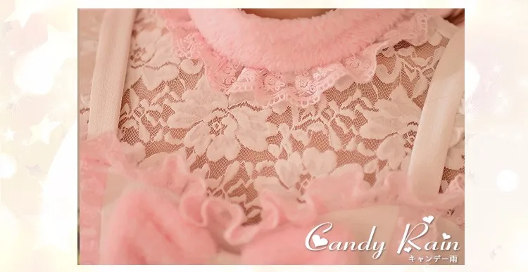 Принцесса сладкий Лолита розовое платье конфеты дождь лук украшение ТРАПЕЦИЕВИДНОЕ круглый кружевной воротник вышивка японский дизайн C16CD5898