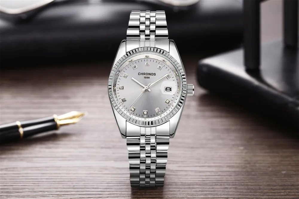 CHRONOS лучший бренд влюбленных пары Кварцевые для мужчин часы для женщин подарок на день Святого Валентина часы дамы 30 м