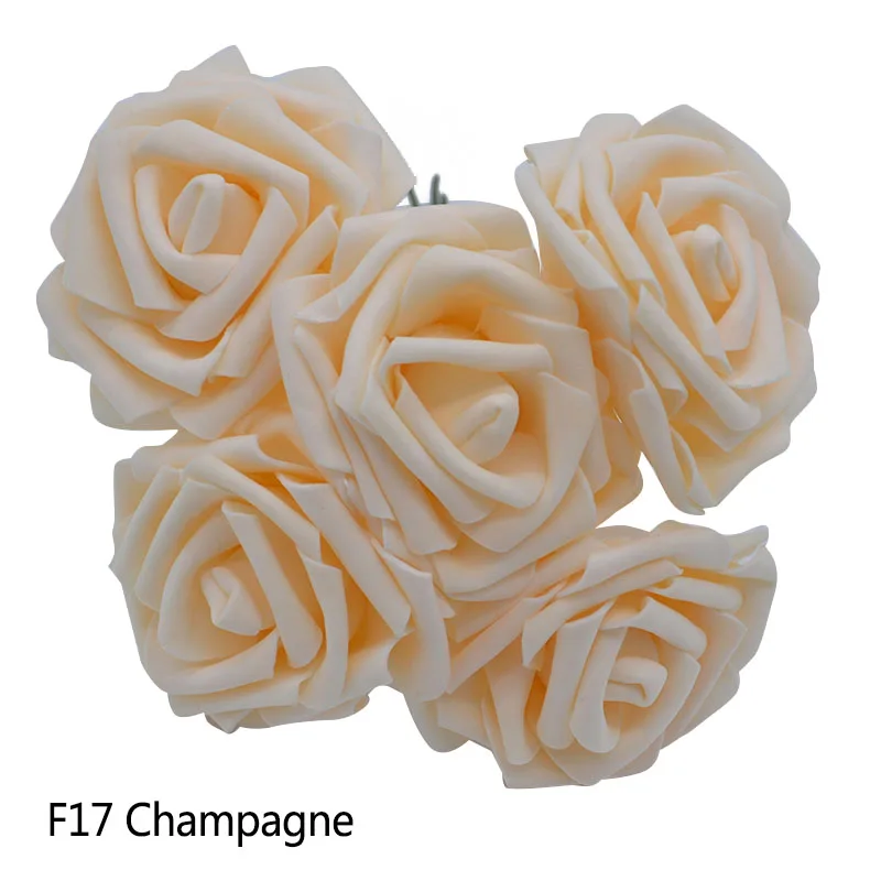 10 шт 8 см искусственные розы цветы для скрапбукинга DIY ремесло PE Поролоновый букет цветов Свадебный цветок поддельные цветы свадебное украшение - Цвет: Champagne