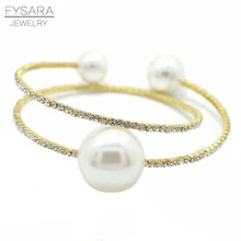 FYSARA Luxury Brand Multi Layer Bangles for Women Jewelry Wedding Bridal Imitation Pearls Jewelry Charms Full Crystals Bracelet