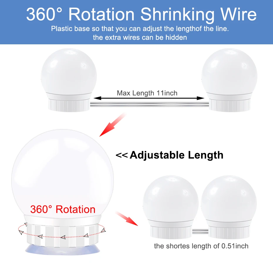  USB Charging Bulbs Kit for Dressing Table LED 5V Makeup Mirror Light Bulb Hollywood Vanity Lights S