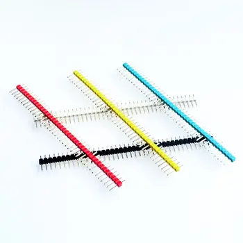 

50pcs/lot 2.54mm Black + White + Red + Yellow + Blue Single Row Male 1X40 Pin Header Strip Gold-plated ROHS