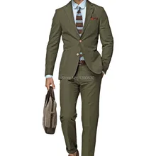 Лидер продаж, хлопок, армейский зеленый комплект из 2 предметов(куртка+ штаны), два пуговицы, лацкан с отворотом, с ручной строчкой, хлопковый костюм