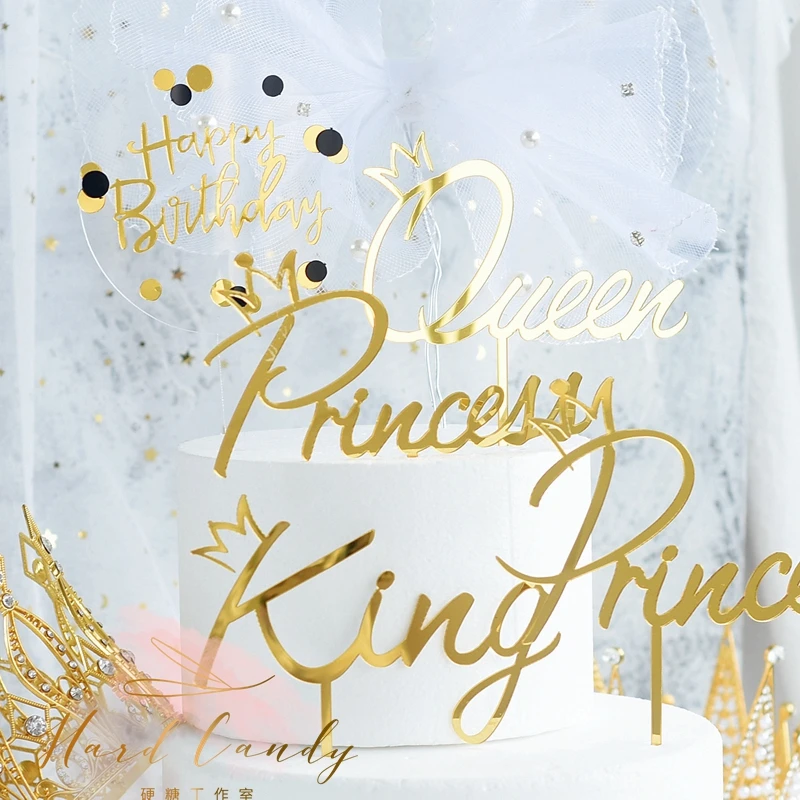 Шикарный Король Королева торт Топпер Фея ручной письма украшение из букв с днем рождения на День святого Валентина вечерние принадлежности приятные подарки