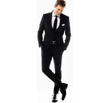 

New Men's Suits Black Men's Suits Slim Fit 2 Piece Groomsmen Best Man Groom Wedding Suit Custom made (jacket + pants) order
