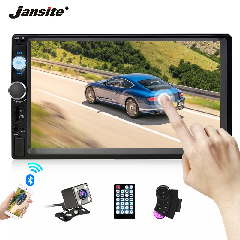 

Jansite 7" 1080P FHD Car Radio MP5 player DVD with digital Touch screen Bluetooth 2 din car stereo can connect with Rear cameras