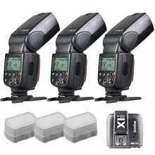 3 x Godox TT600 build-in 2.4G Receiver GN60 HSS Flash + X1T Transmitter for Nikon