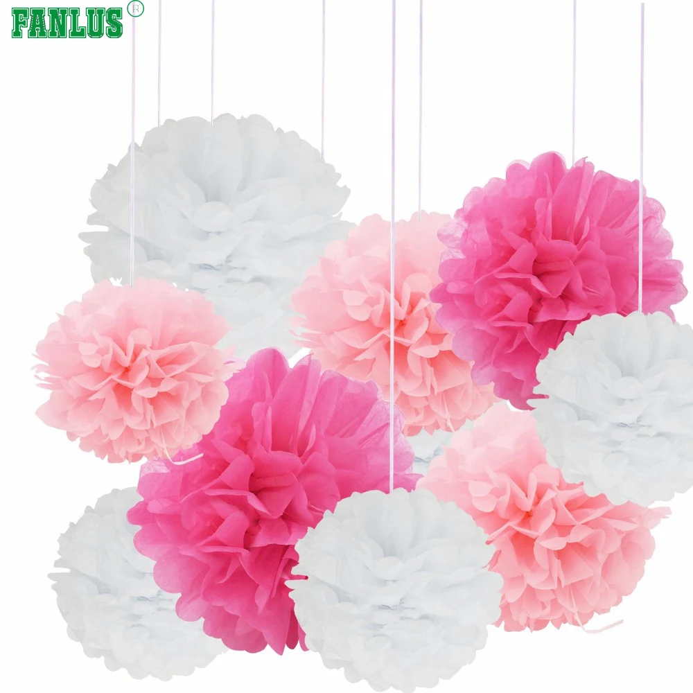 Us 1 04 10 Off Fanlus 25cm Craft Paper Tissue Ceiling Decor Wall Decor Hanging Paper Poms Flower Ball Wedding Party Outdoor Decoration Flower In
