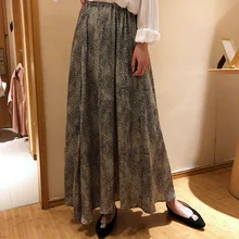 U-SWEAR, модные женские весенне-летние винтажные трапециевидные юбки с высокой талией и леопардовым принтом, повседневные длинные юбки до щиколотки