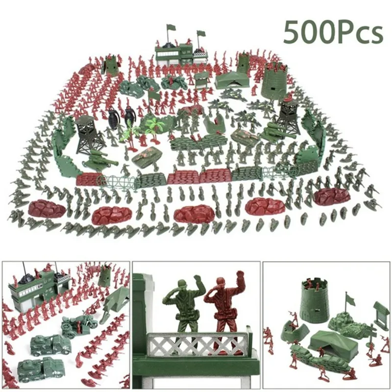Billig 500 teile satz Military Spielzeug Kit Armee Männer 4cm Figuren   Zubehör Spielset Spielzeug Decor Geschenk Für Kinder Jungen