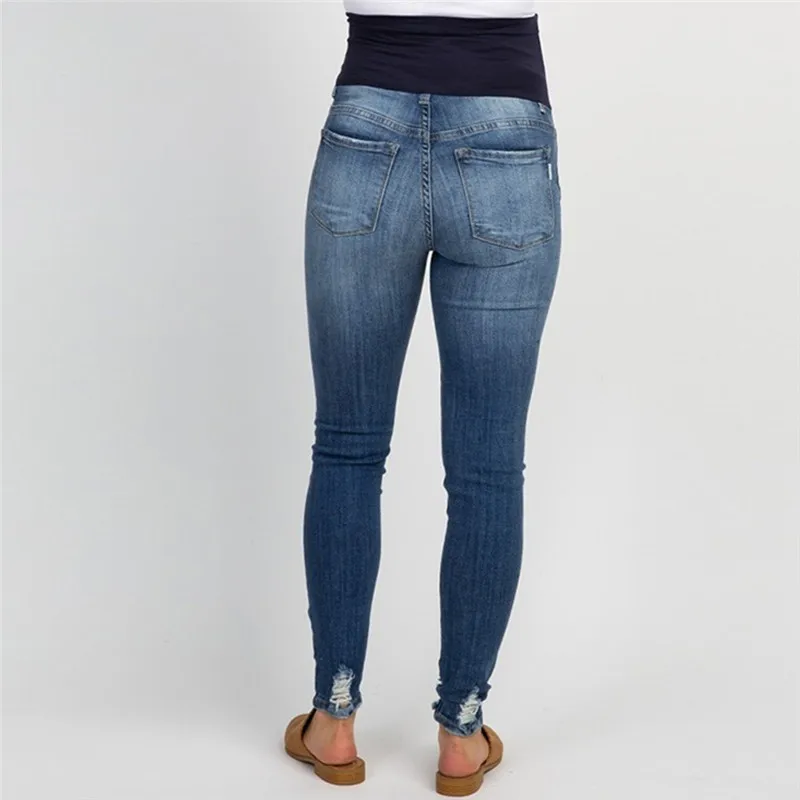 Рваные джинсы для беременных женщин; брюки для беременных; брюки для кормящих; свободные джинсы с дырками для живота