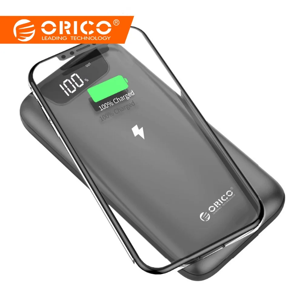 

ORICO 10000mAh Wireless Charger 2A Dual USB Power Bank For iPhone X 8 Samsung S9 Battery Charger 5W Wireless Charging Pad